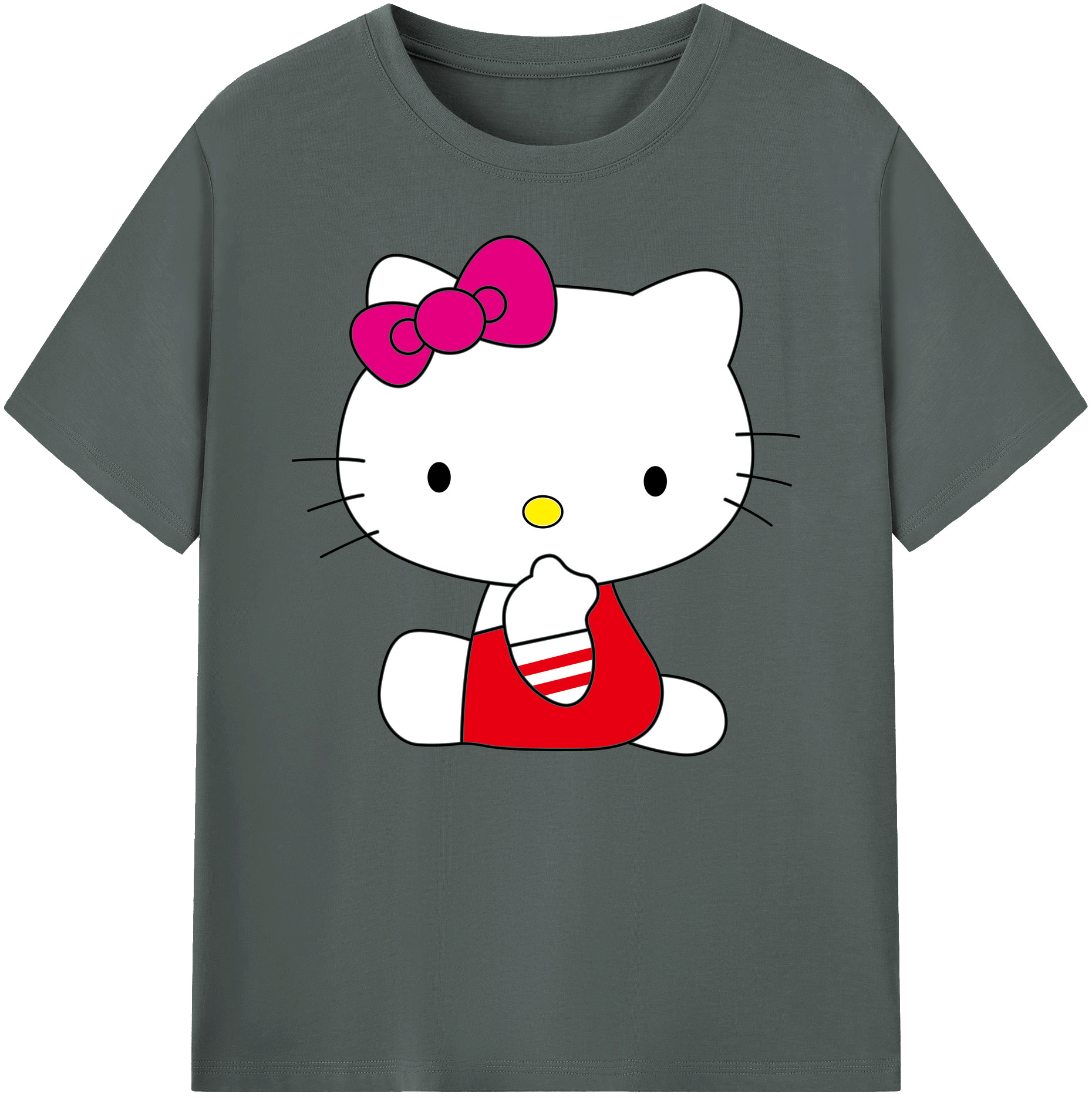 （画像用） Hello Kitty ハローキティ 綿100％ メンズ半袖Tシャツ｜肌触りやわらか＆通気性